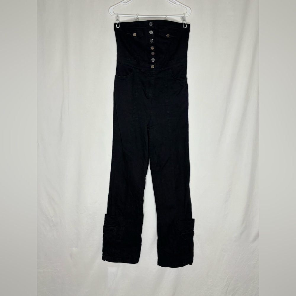 Kaylee Kollection Black Button-Front Jumpsuit